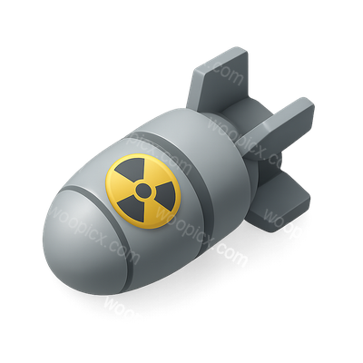 3D Icon of a Bomb with Radiation Symbol