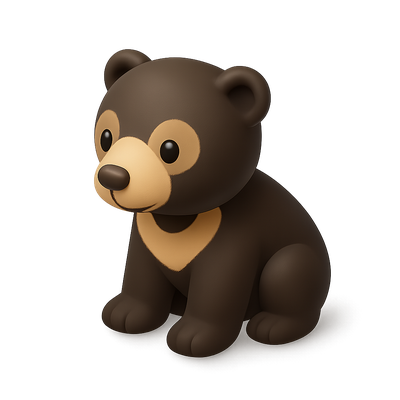 Charming 3D Sun Bear Icon in Isometric View