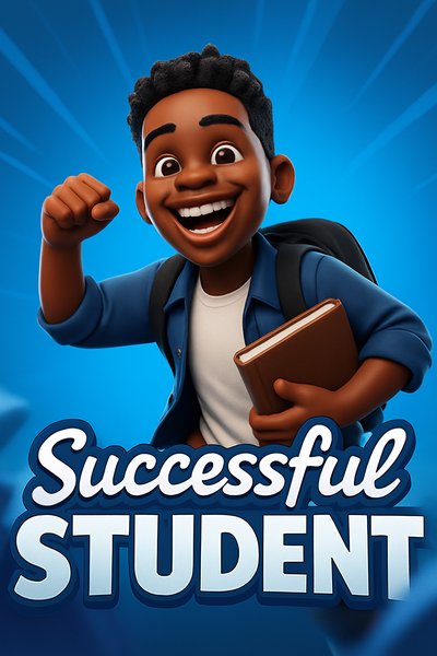 Dynamic Illustration of a Successful Student with Joyful Expression