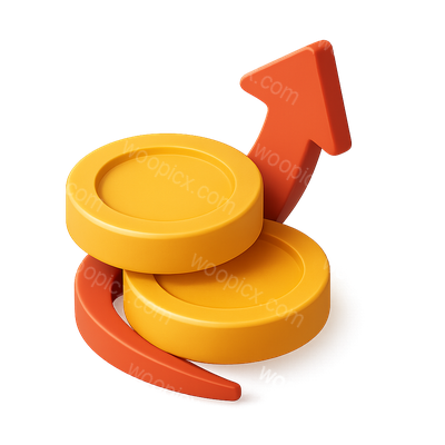 Stylized 3D Stacked Coins with Arrow Icon