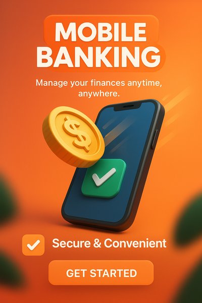 Mobile Banking Concept with 3D Design Elements