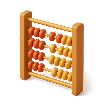 Stylish 3D Abacus Icon with Transparent Background