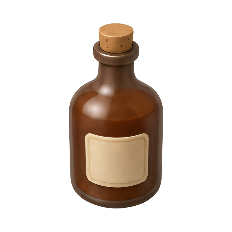 Elegant rum bottle with cork