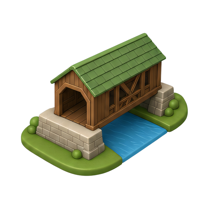 rustic covered wooden bridge