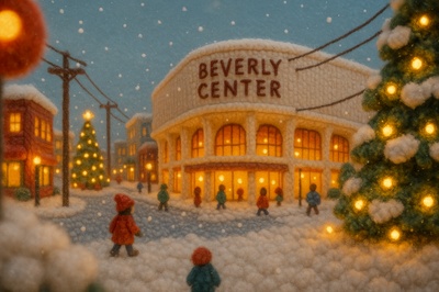 Winter Wonderland Scene Made of Yarn at Beverly Center
