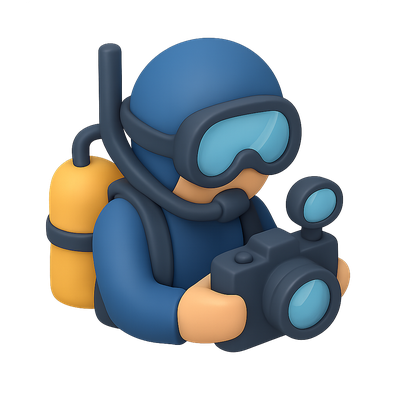 3D Underwater Photographer Icon in Isometric Style