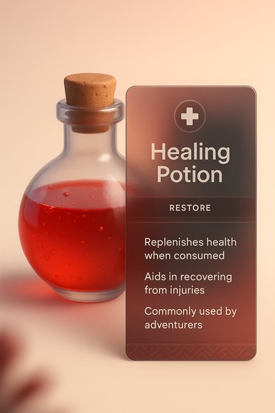 3D Healing Potion Illustration with Informative Label