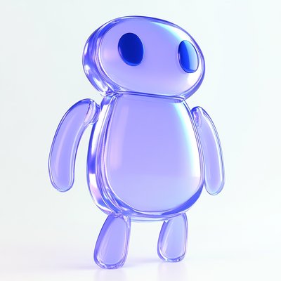 3D Rendered Transparent Robot Character