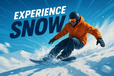 Dynamic Snowboarding Experience with Bold Typography