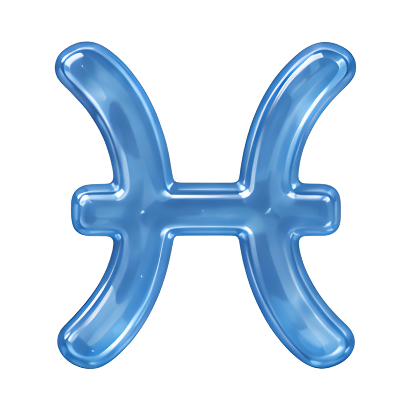 Pisces zodiac glyph in glass