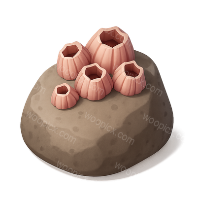 Stylized Illustration of Coral Structures on a Rock