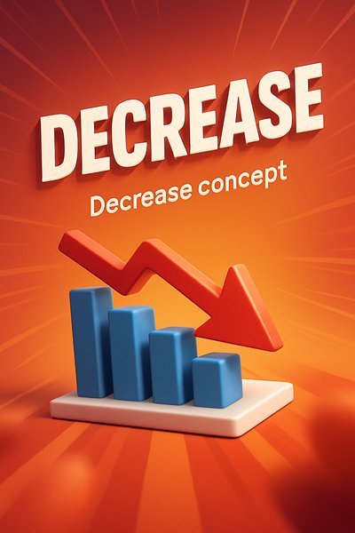 3D Visualization of Decrease Concept with Graph and Arrow