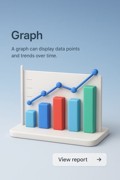 Detailed 3D Graph Illustration with Text Elements
