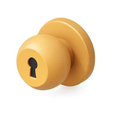 Stylized 3D Doorknob Icon with Lock Design