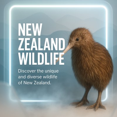 Illustration of New Zealand Wildlife Featuring a Kiwi