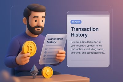 3D Illustration of Cryptocurrency Transaction Report Review