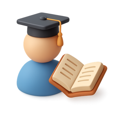 3D Isometric Graduation Icon with Book