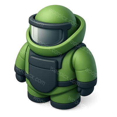 Stylized 3D Bomb Suit Icon in Green Color