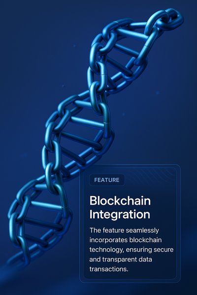 3D DNA Strand Illustration Merging Blockchain Technology