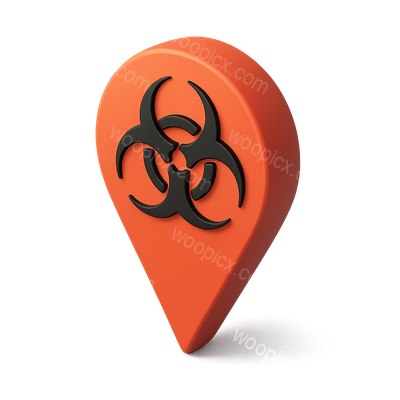 3D Biohazard Location Marker Icon in Isometric View