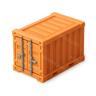 Isometric 3D Icon of an Orange Shipping Container