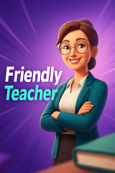Dynamic Friendly Teacher Illustration with Engaging Colors