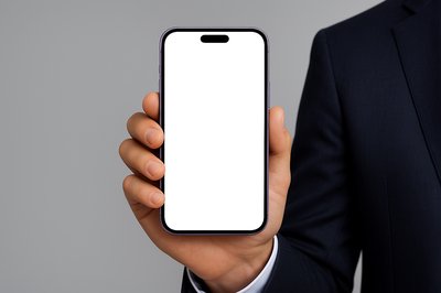 Purple Phone in a Businessman's Hand with Blank Screen