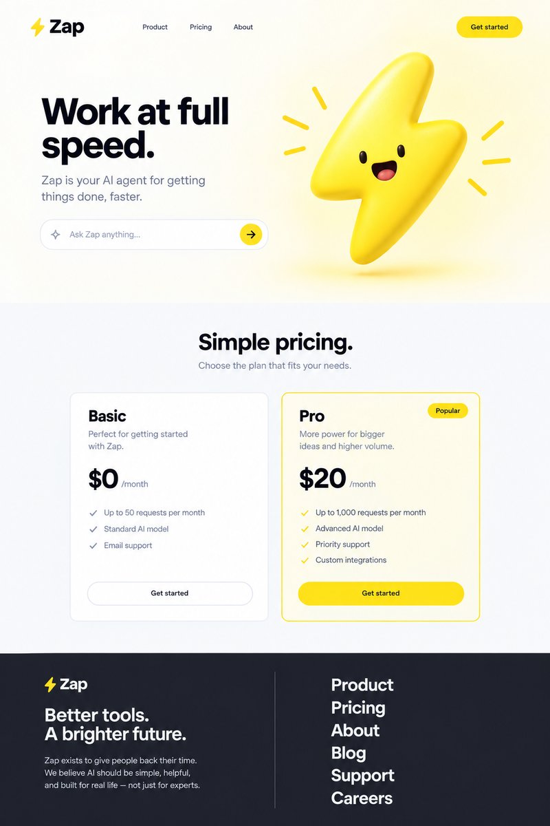 AI agent landing page design