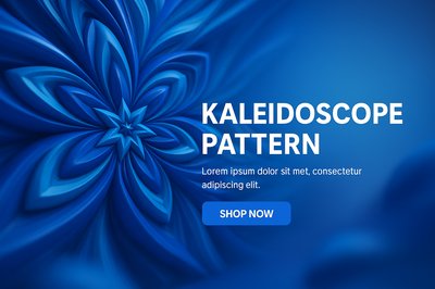 Abstract Kaleidoscope Pattern Design in Blue Tones