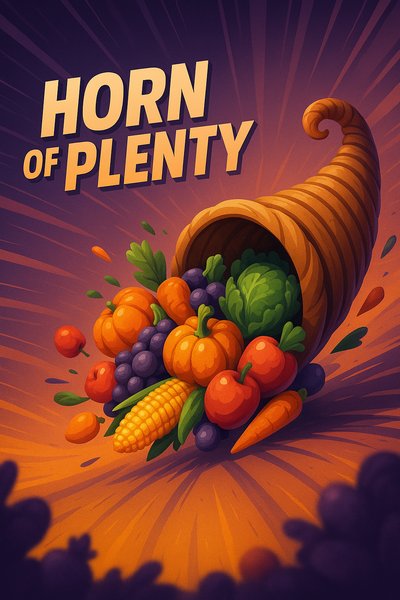 Vibrant Horn of Plenty with Rich Colors and Dynamic Elements