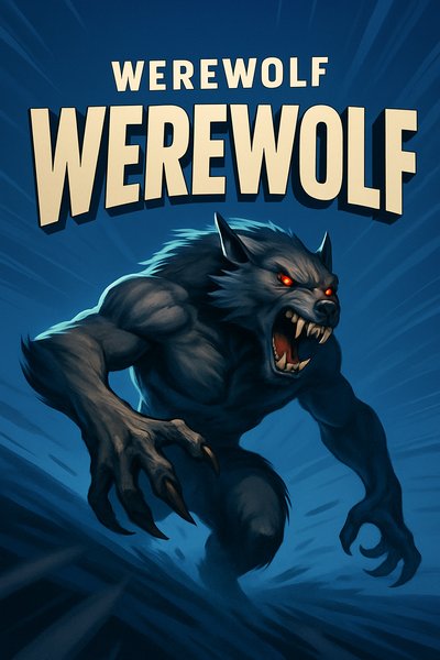Dynamic Werewolf Illustration with Bold Typography