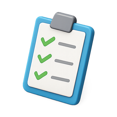 3D Checklist Icon with Green Check Marks