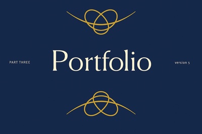 Elegant Portfolio Design with Gold Accents and Navy Background