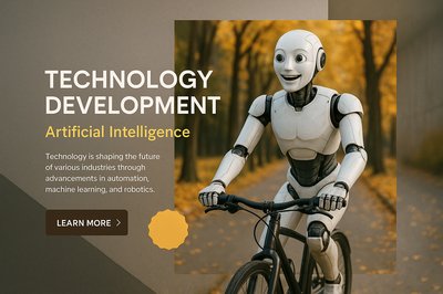 Humanoid Robot Cycling in Autumn Park
