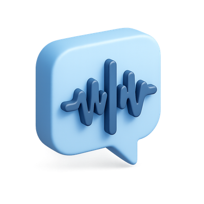 Stylized 3D Waveform Icon in Blue and Gray