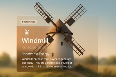 Elegant Windmill Illustration with Informative Overlay