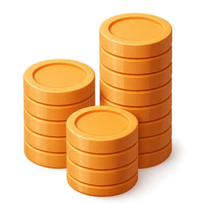 3D Stacked Coins in Isometric View