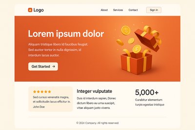 Modern Landing Page Design with 3D Gift Box Elements