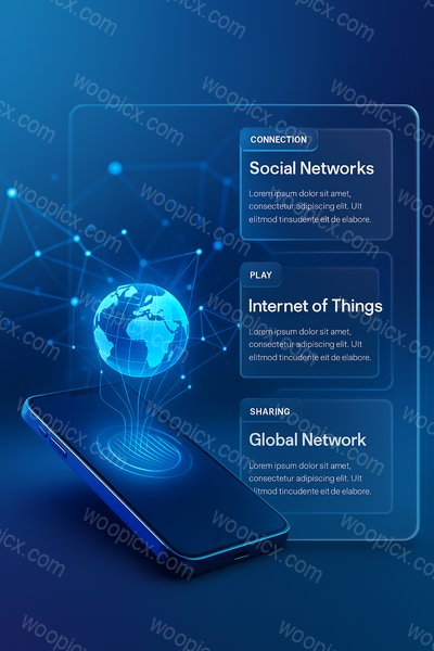 3D Illustration of Mobile Connectivity with Social Networks