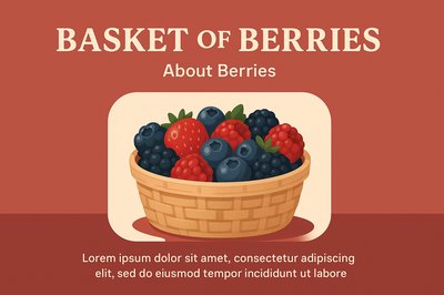 Colorful Basket of Berries with Informative Text