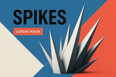 Dynamic Graphic Composition with Spikes and Clean Aesthetics