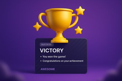 Stylish Victory Screen with Trophy and Achievement Message