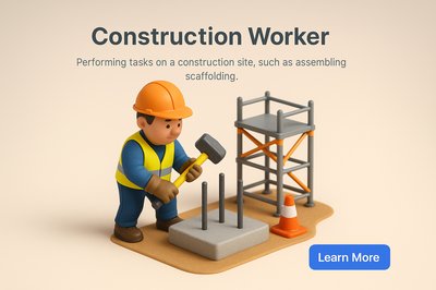 Detailed 3D Construction Worker Scene with Realistic Elements