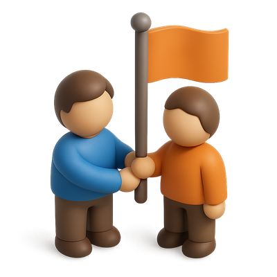 Colorful 3D Icon of Flag Bearers in Isometric View