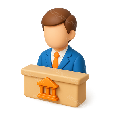 Stylized 3D Bank Teller Icon with Isometric Design