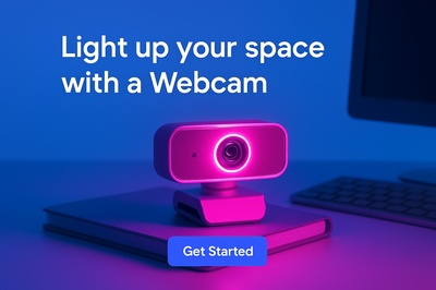 Illuminated Webcam in a Vibrant Blue Setting