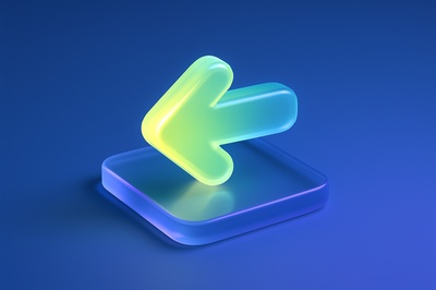 Glowing Left Arrow Icon with Semi-Transparent Elements