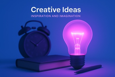 Illuminated Composition of Creative Ideas in a Blue Background