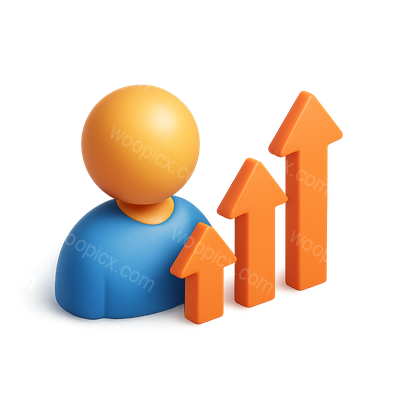 3D Growth Icon Depicting Progress with Arrows