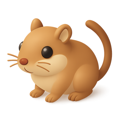 3D Gerbil Icon in Isometric View with Volumetric Design
